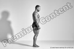 Underwear Man White Moving poses Muscular Short Brown Dynamic poses Academic